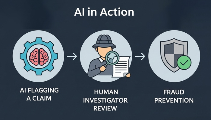 AI in Action workflow of AI flagging a claim