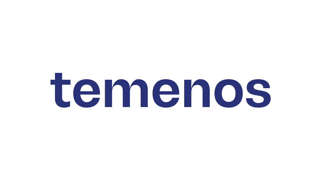Temenos logo: blue lowercase wordmark on white background