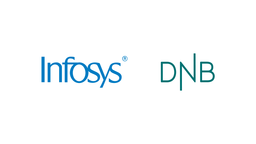 Infosys and DNB logos side by side on a white background, indicating a brand collaboration.
