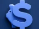 The Mattress Wallet Helps Couples Turn Good Savings Intentions Into Automatic Progress Blue 3D dollar sign on a dark blue background.