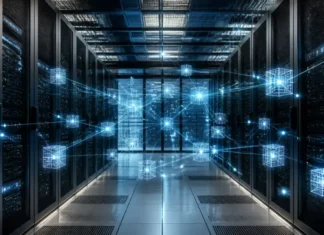 ECB Advances Plans for an Integrated European Tokenised Finance Market Server racks in a data center with glowing blue network nodes connected by lines.
